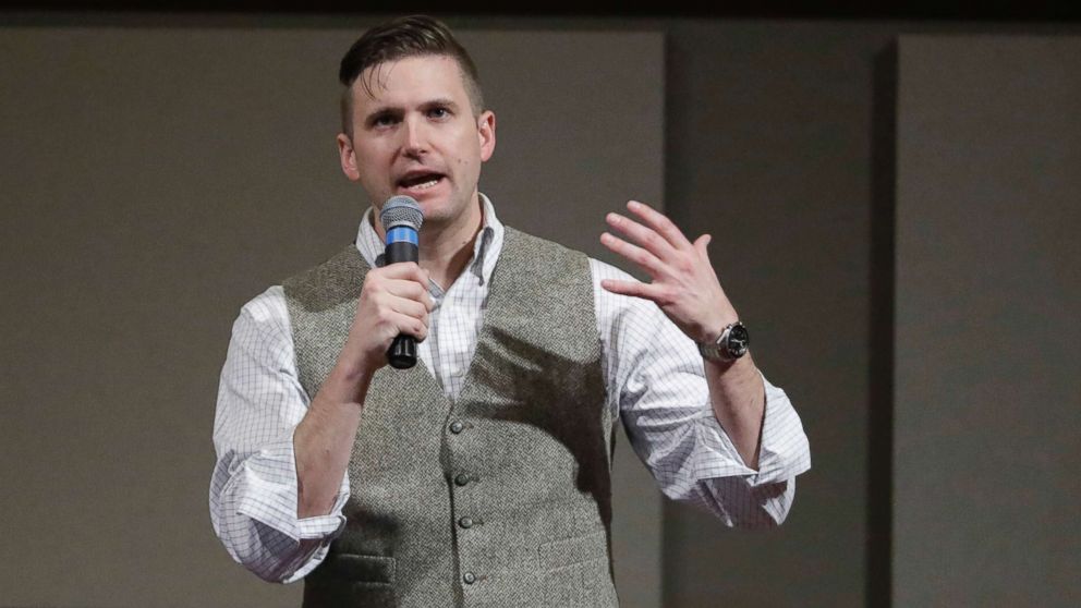 PHOTO: Richard Spencer, who leads a movement that mixes racism, white nationalism and populism, speaks at the Texas A&M University campus in College Station, Texas, on Dec. 6, 2016.