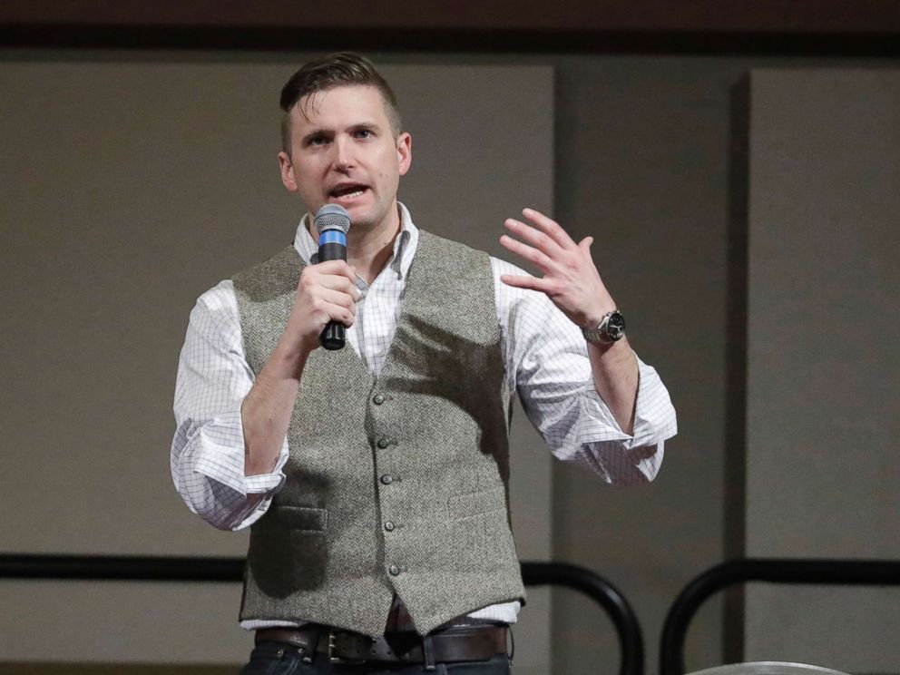 PHOTO: Richard Spencer, who leads a movement that mixes racism, white nationalism and populism, speaks at the Texas A&M University campus in College Station, Texas, Dec. 6, 2016. 