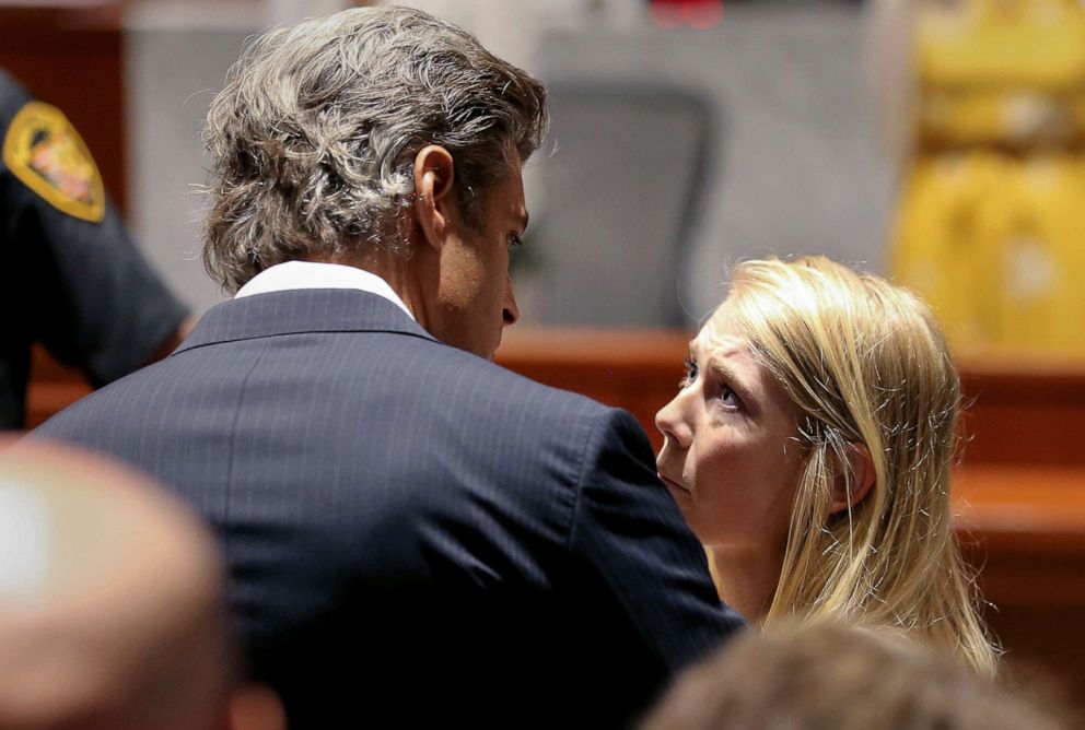 PHOTO: Brooke Skylar Richardson, right, talks to her attorney after her sentencing, Sept. 13, 2019, in Lebanon, Ohio. Richardson, acquitted the day before of killing her newborn but convicted of corpse abuse, was sentenced to three years probation.