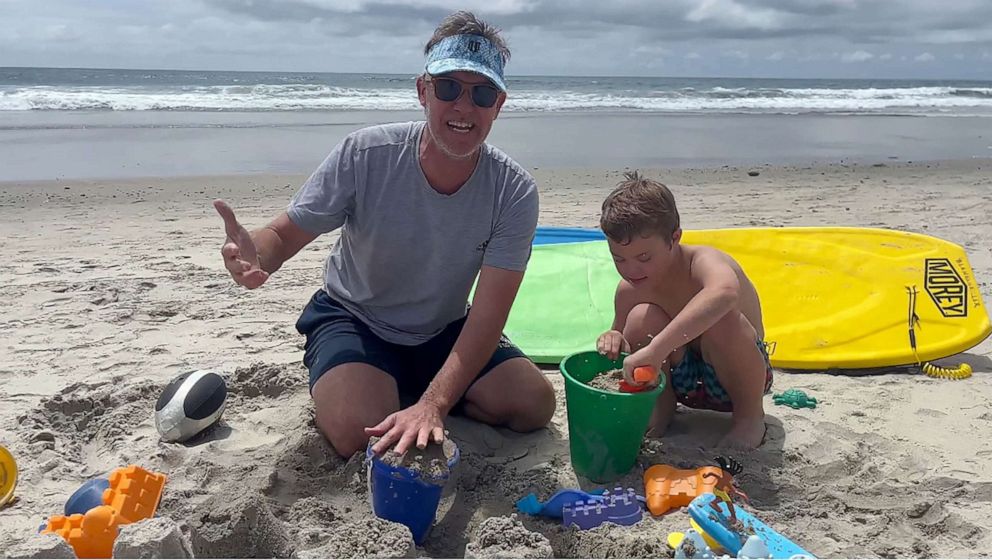 PHOTO: Father Rick Daynes and son Eli enjoy a vacation at the beach in San Diego, California before summer school begins.