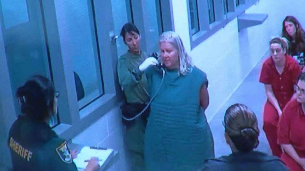 Lois Riess made her first appearance in court via closed circuit television for a bond hearing on April 29, 2018. She was denied bond pending a pretrial hearing.