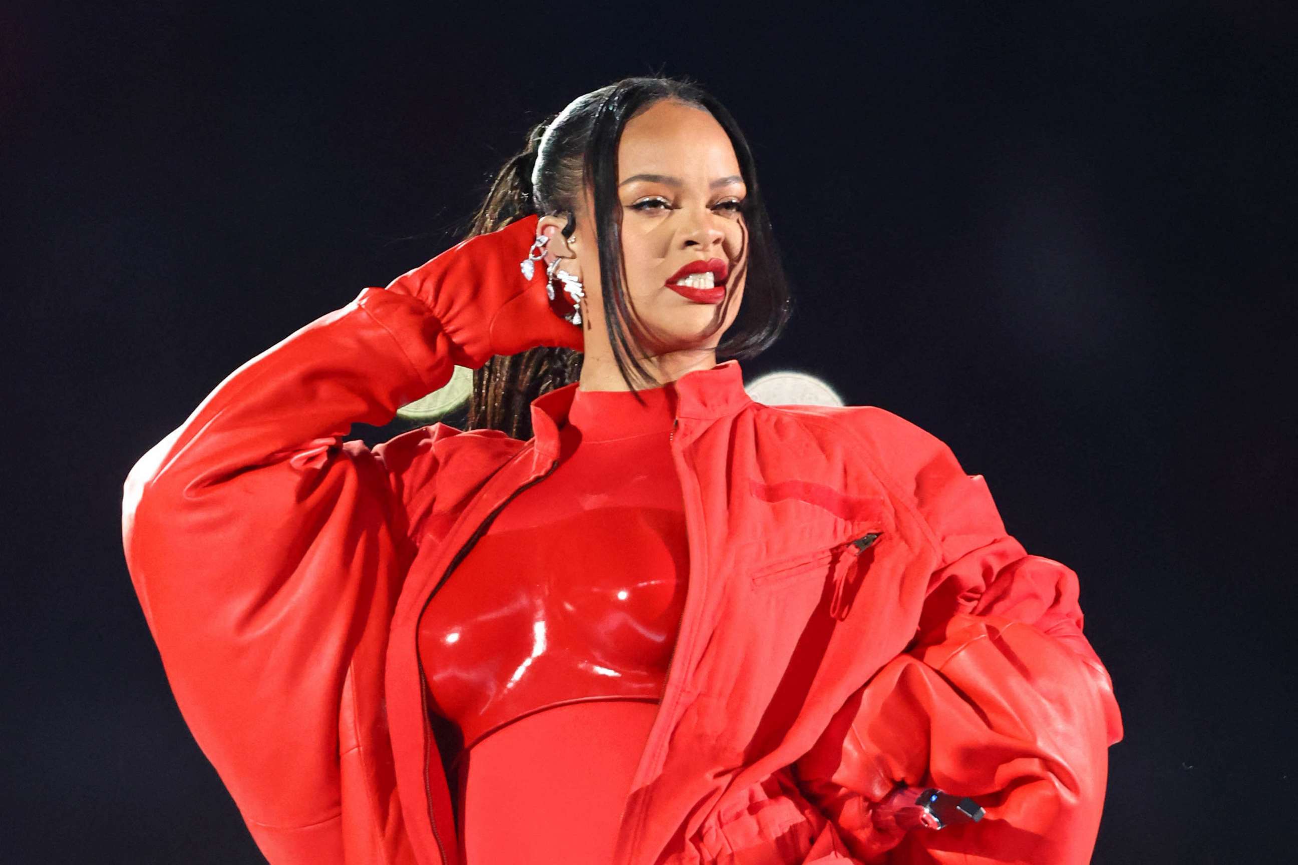 PHOTO: Rihanna performs during the halftime show of Super Bowl Feb. 12, 202, in Glendale, Ariz.