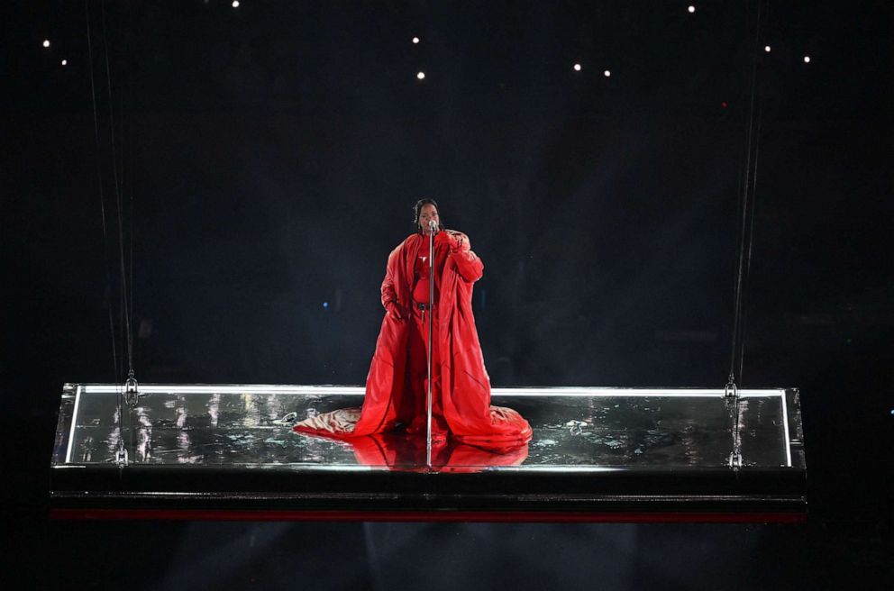 PHOTO: Rihanna performs during the halftime show of Super Bowl Feb. 12, 202, in Glendale, Ariz.