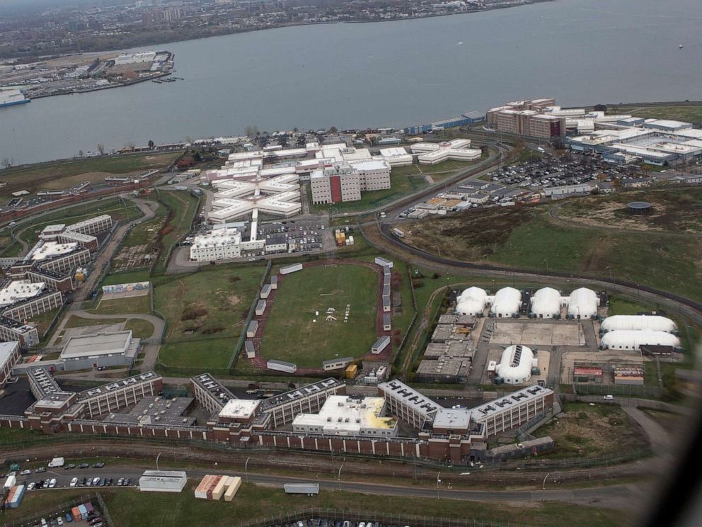 PHOTO: A view of several of the jails on Rikers Island as seen from the air, Nov. 7, 2019, in Queens, New York.