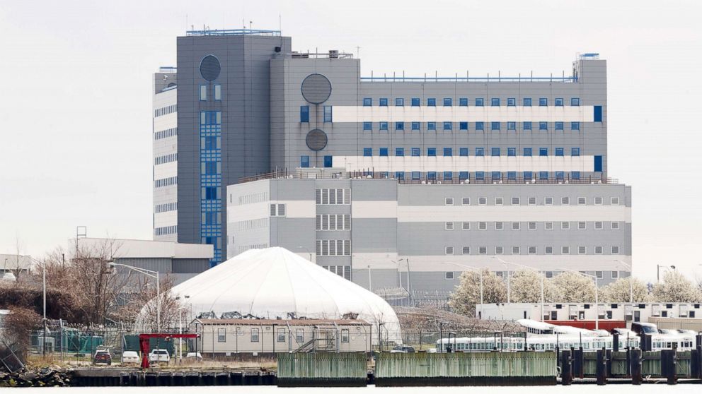 PHOTO: Sections of the complex at the Rikers Island correctional facility in New York are pictured on March 31, 2020.