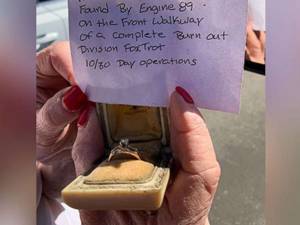 PHOTO: The Los Angeles Fire Department found a ring in a burned-out home following the Getty Fire on Oct. 30, 2019. It turns out the same ring had survived the 1961 Bel Air Fire and was reunited with its owner.