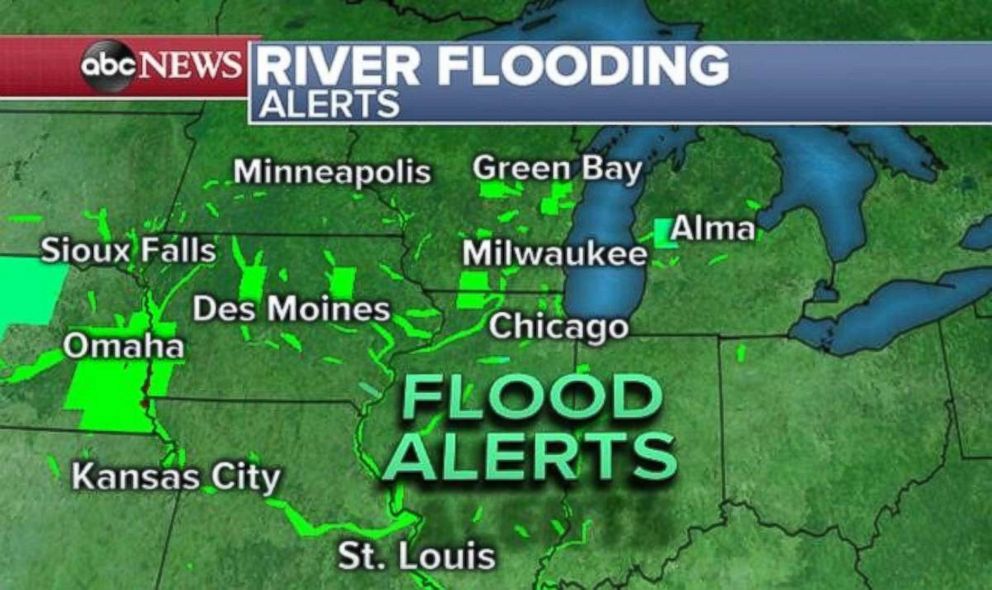 PHOTO: Flood alerts are in place across the Plains and Upper Midwest due to swollen rivers.