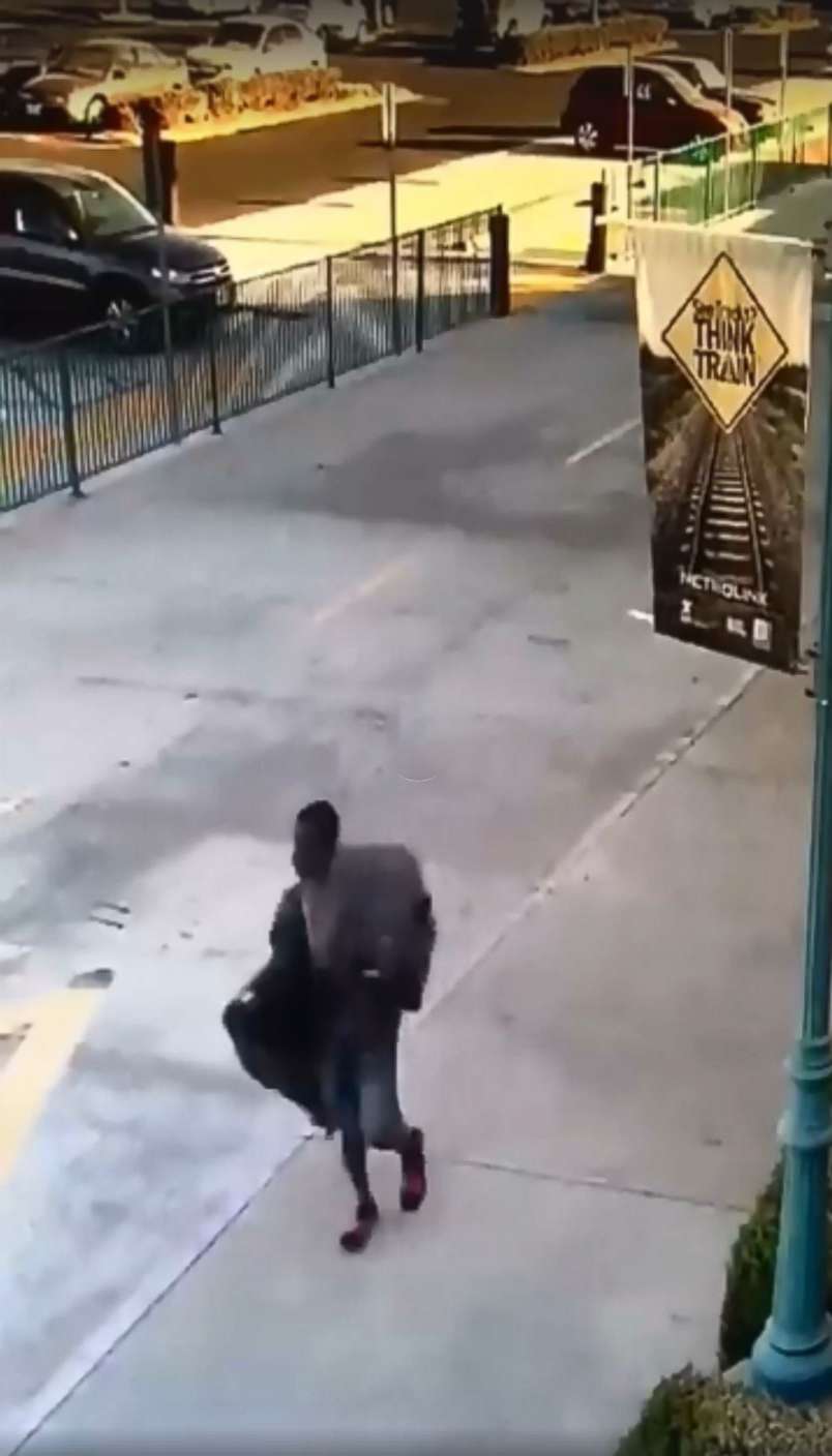 PHOTO: Riverside Police Department posted video to their Facebook. A man allegedly stabbed a 69-year-old in the neck at a Metrolink station in Riverside, Calif., Sept. 23, 2018.
