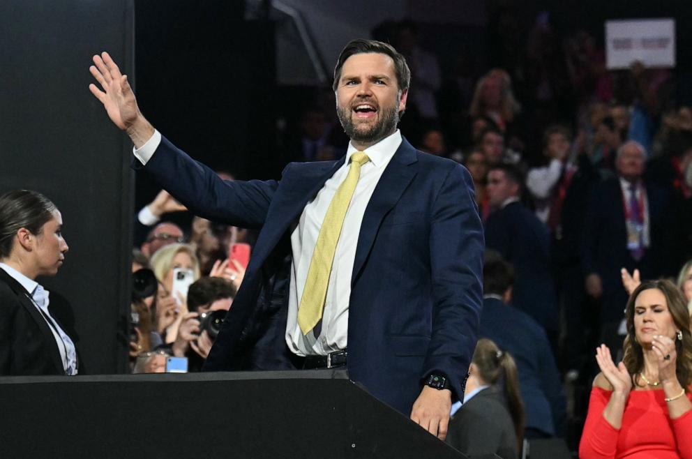 PHOTO: Republican vice-presidential candidate J.D. Vance arrives for the second day of the 2024 Republican National Convention in Milwaukee, July 16, 2024.