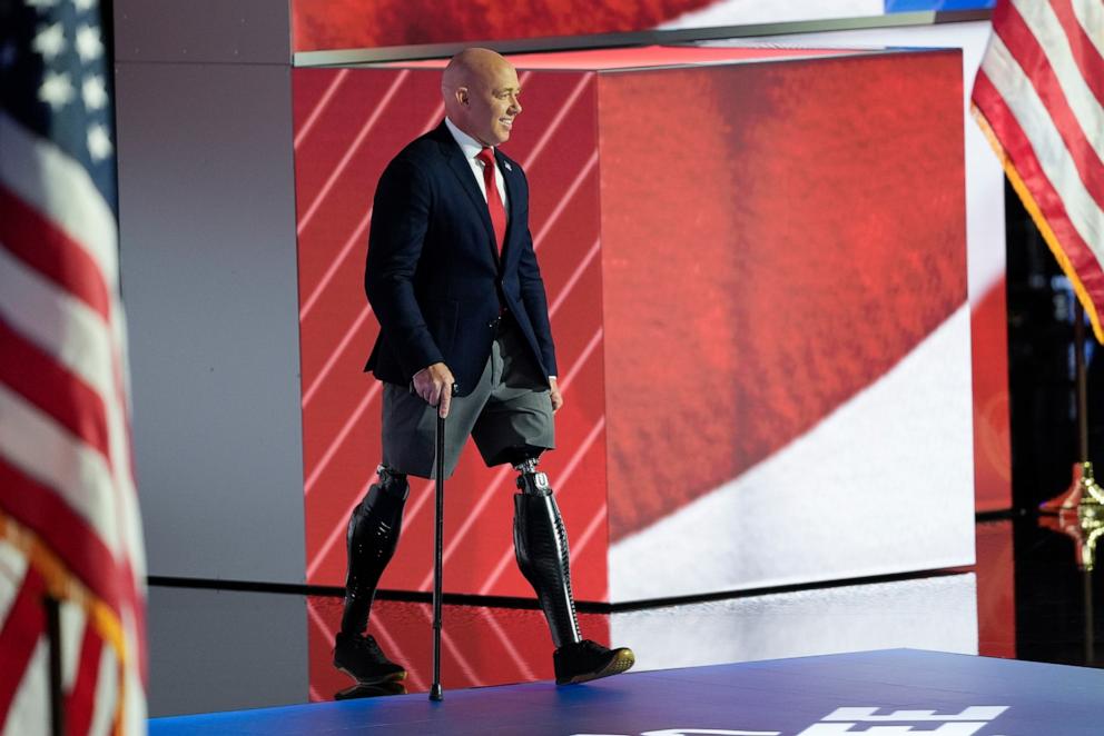 PHOTO: Rep. Brian Mast, walks out to speak at the Republican National Convention, July 17, 2024, in Milwaukee.