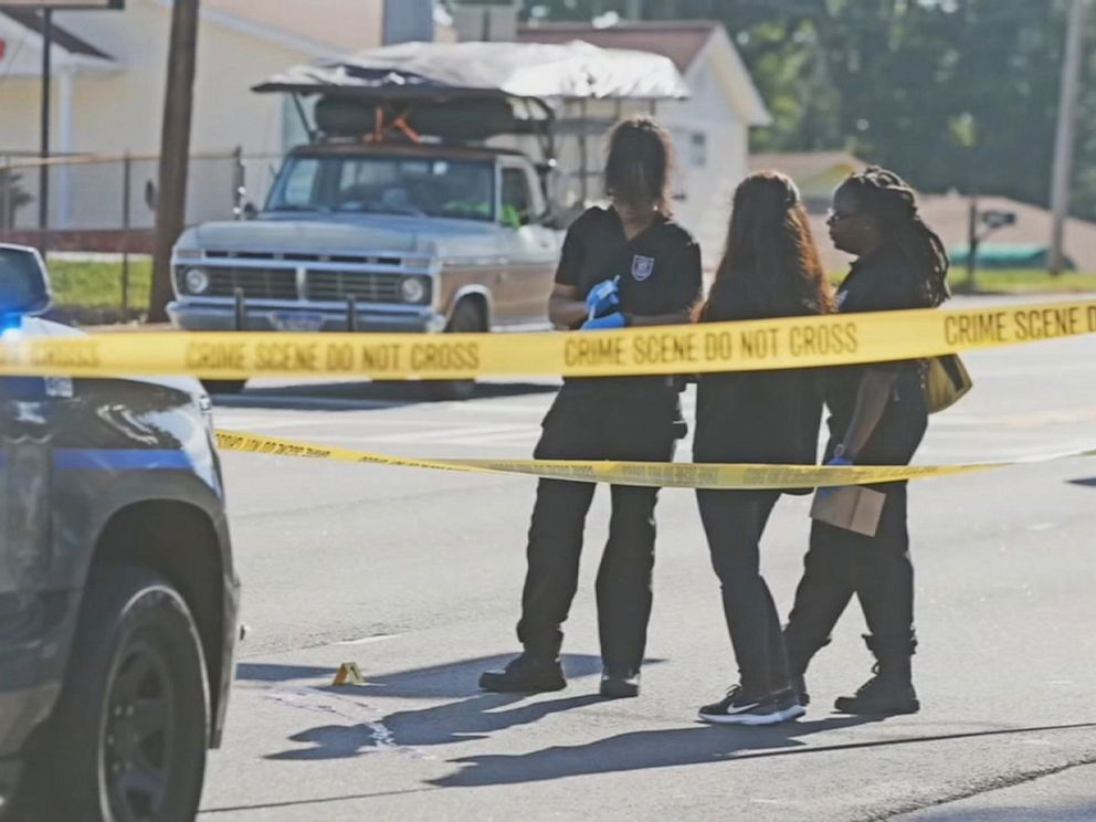 PHOTO: DeKalb County Police investigate a shooting in Stone Mountain, Georgia, on July 22, 2019, in which detectives say a man was shot in the head while attempting to break up a road rage confrontation.