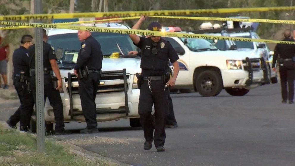 PHOTO: Police at the scene of a shooting in Phoenix, Ariz, April 3, 2019, following an apparent road rage shooting which killed a 10-year-old girl and injured her father.