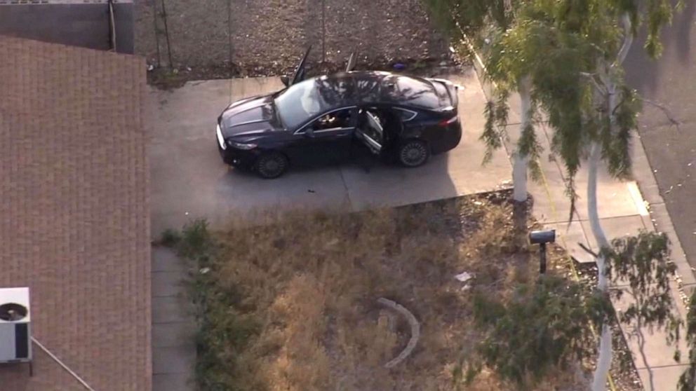 PHOTO: Police at the scene of a shooting in Phoenix, Ariz, April 3, 2019, following an apparent road rage shooting which killed a 10-year-old girl and injured her father.