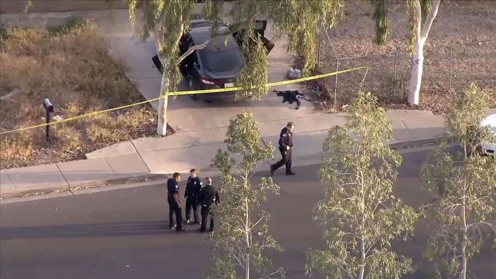 PHOTO: Police at the scene of a shooting in Phoenix, Ariz, April 3, 2019, following an apparent road rage shooting which killed a 10-year-old girl and injured her father.