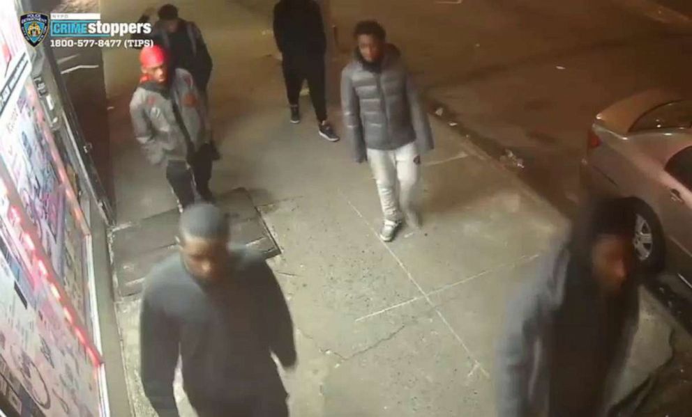 PHOTO: A still image taken from a surveillance video provided by NYPD shows suspects in connection to a mugging of a 60-year-old man on, Dec. 24, 2019 in the the Morrisania neighborhood of the Bronx in New York.