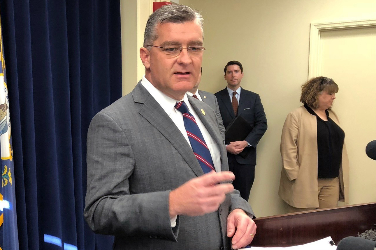 PHOTO: Republican state Sen. Robby Mills is the lead sponsor for a bill that would bar transgender girls and women from participating in school sports matching their gender identity from sixth grade through college.
