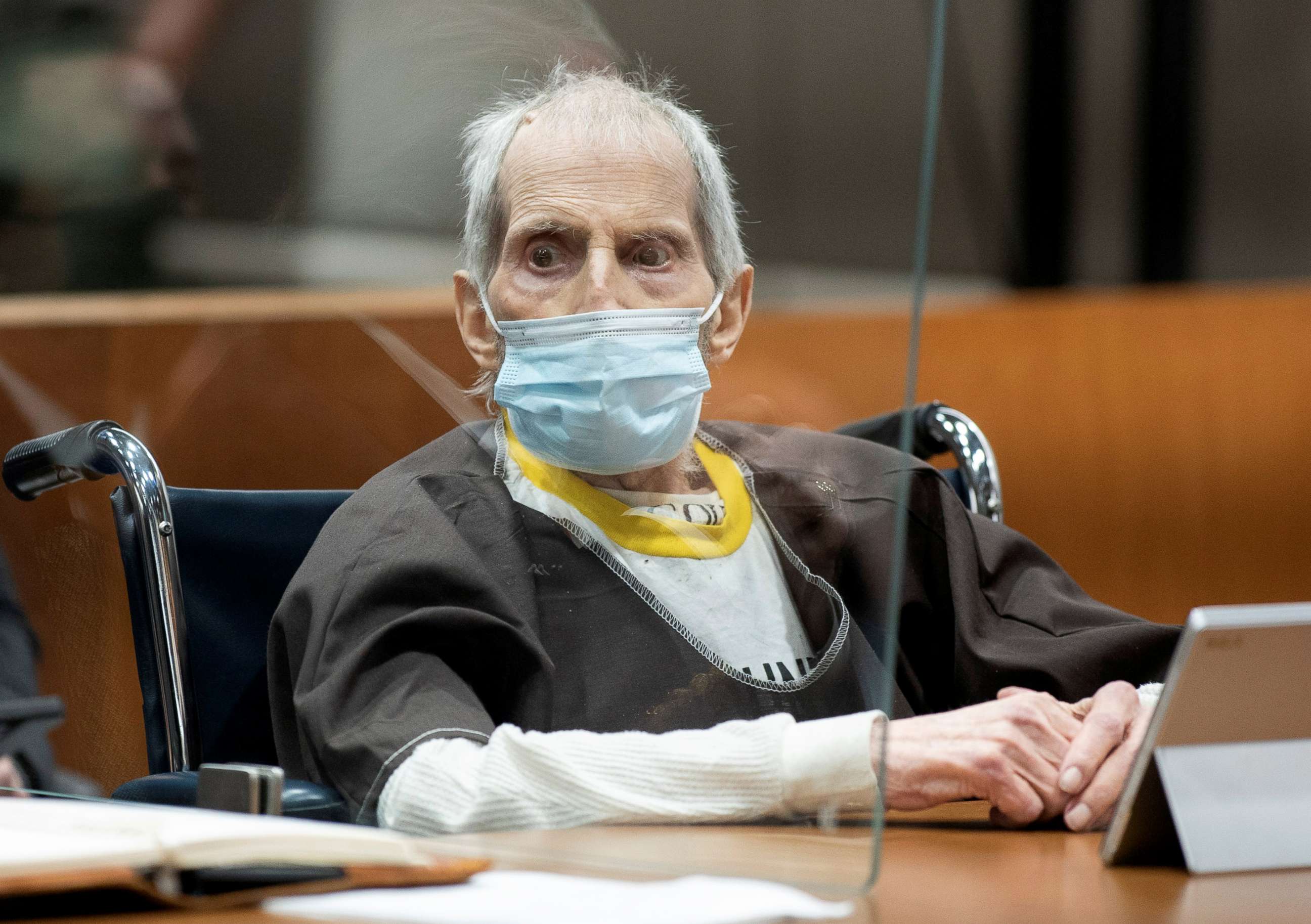 PHOTO: Robert Durst appears in court as he was sentenced to life without possibility of parole for the killing of Susan Berman, at Airport Courthouse, in Los Angeles, Oct. 14, 2021.