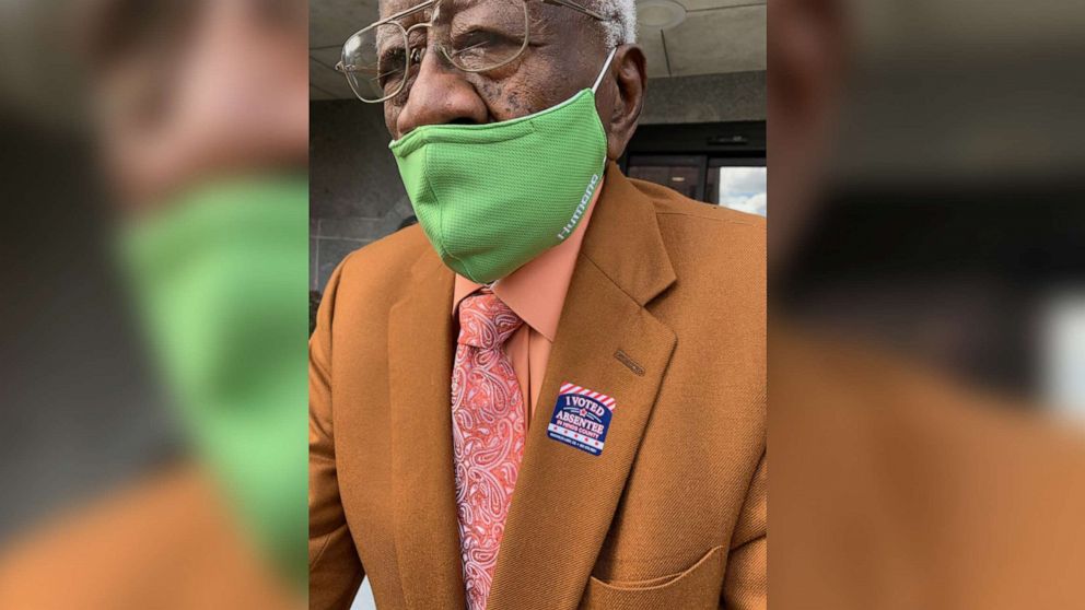 PHOTO: Dr. Robert H. Smith Sr., a 99-year-old man of Jackson, Miss., who was born on a plantation, casts his vote in the 2020 Election.