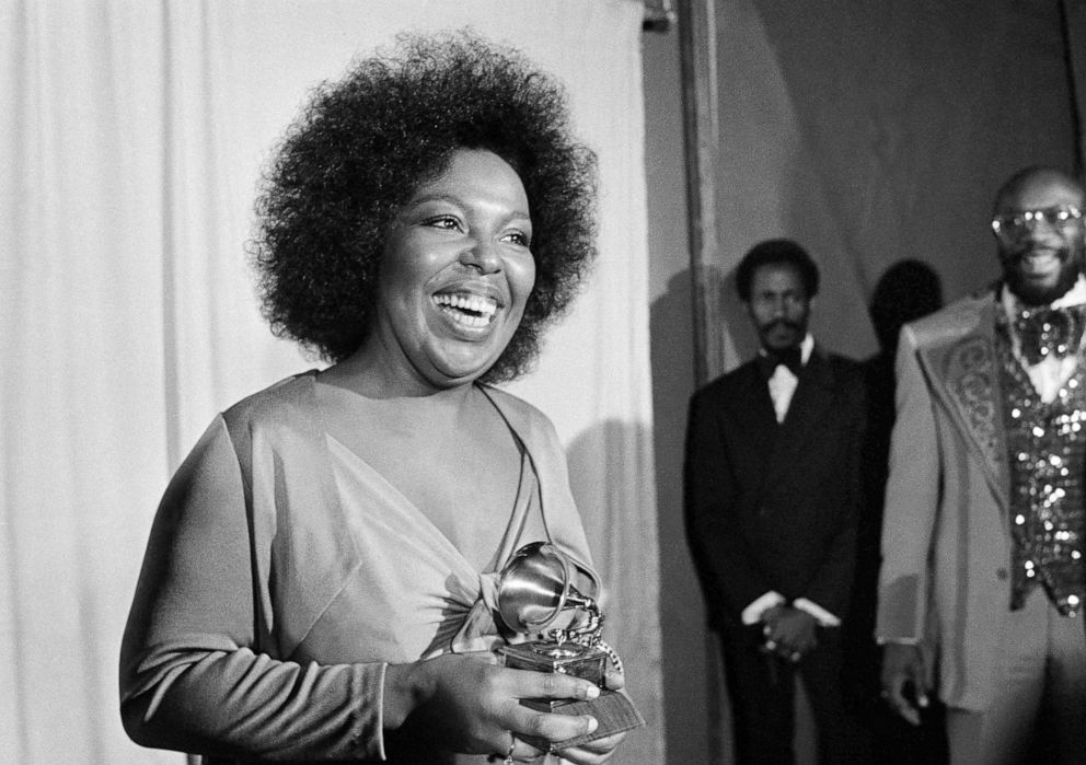 PHOTO: Roberta Flack holds the Grammy Award for her record, "Killing Me Softly With His Song" at the Grammy Awards on March 4, 1974, in Los Angeles. 