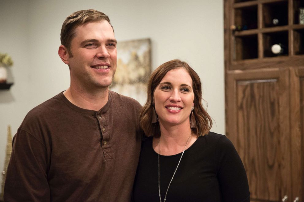 PHOTO: Cattle rancher Mitchell Locke, pictured with his wife, Ashlee, voted for Donald Trump in 2016, but said that he was the lesser of two evils. Locke lives in Roberts County, Texas, the most "pro-Trump county in America." 