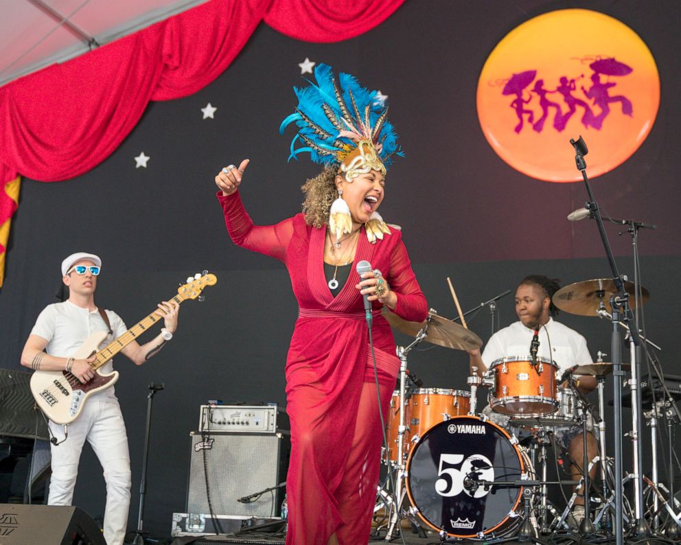 PHOTO: Robin Barnes Casey, the Songbird of New Orleans, performs at the Jazz and Heritage Festival in New Orleans in 2019.