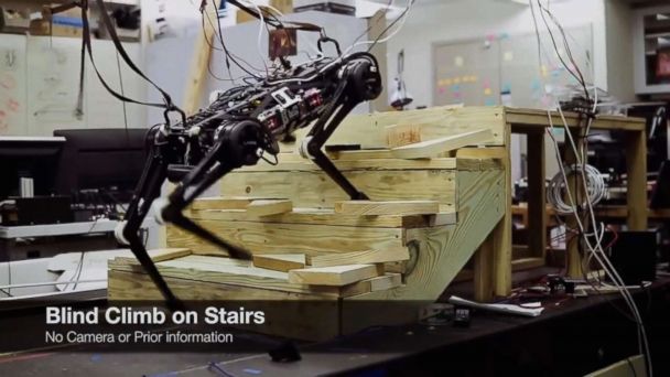 robot jumping up stairs