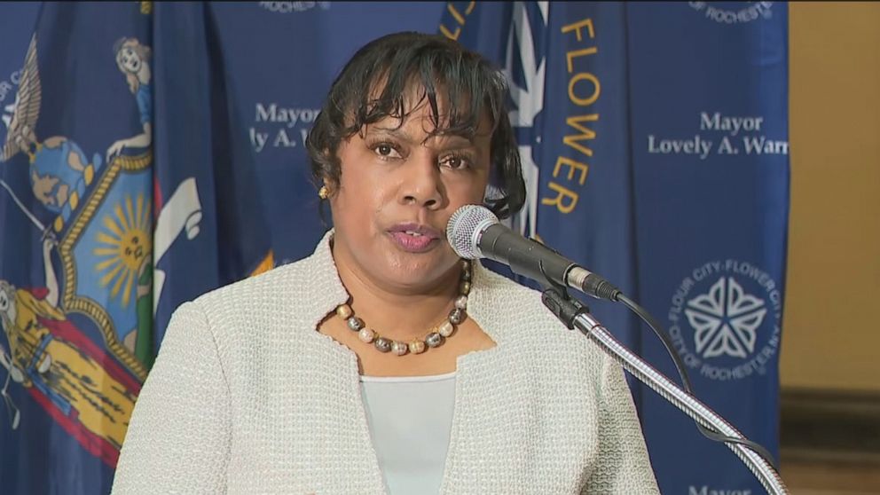 PHOTO: Cynthia Herriott-Sullivan, the new interim police chief for the Rochester Police Department, speaks at a press conference, Sept. 26, 2020, in Rochester, NY.