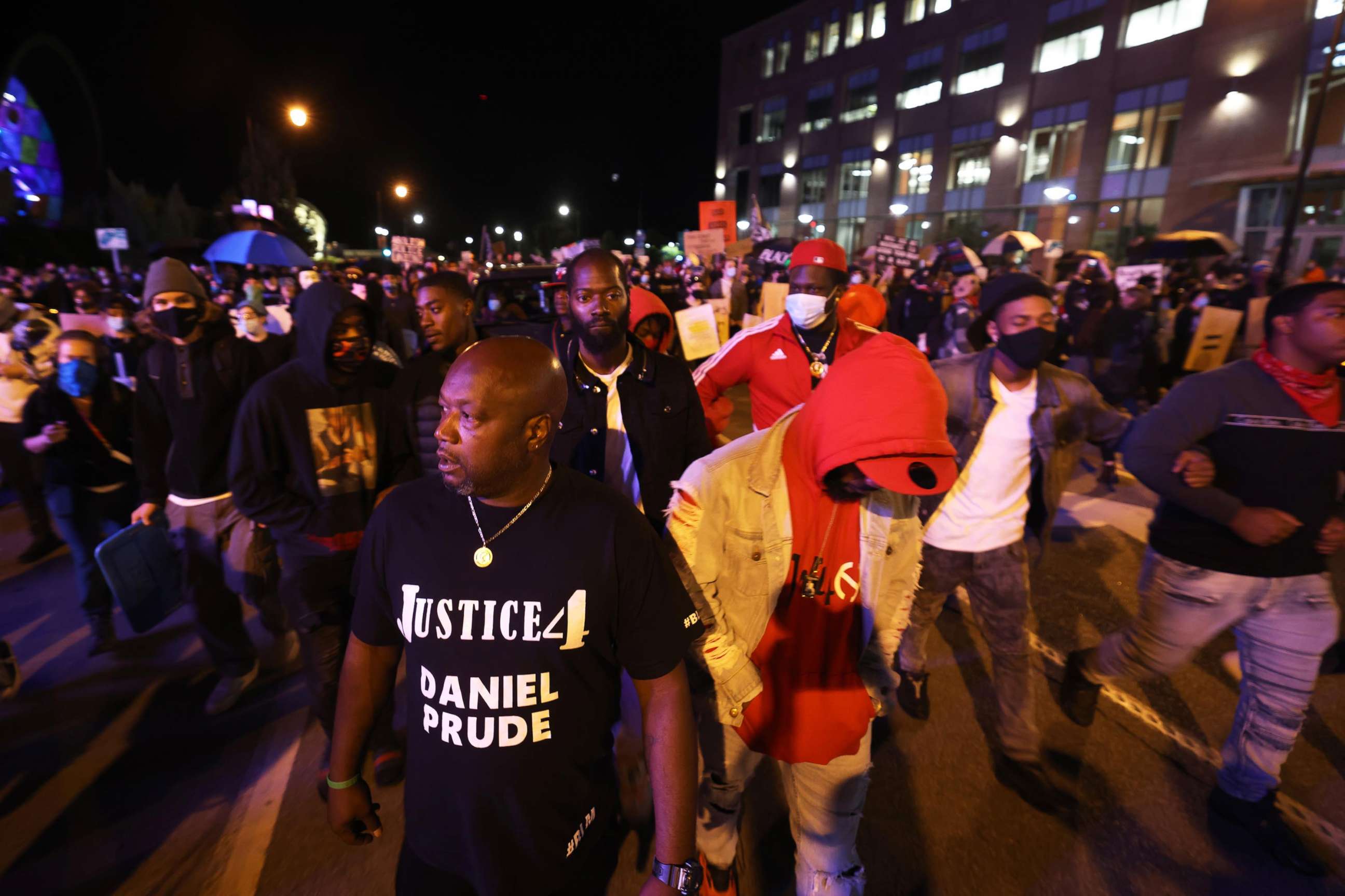 PHOTO: Joe Prude, the brother of Daniel Prude, leads demonstrators in a march for his brother on Sept. 04, 2020, in Rochester, NY.