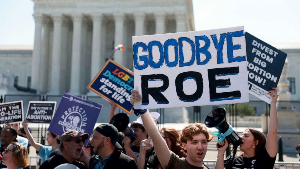 PHOTO: Anti-abortion protesters demonstrate in front of the Supreme Court Building, June 15, 2022, in Washington, D.C. 