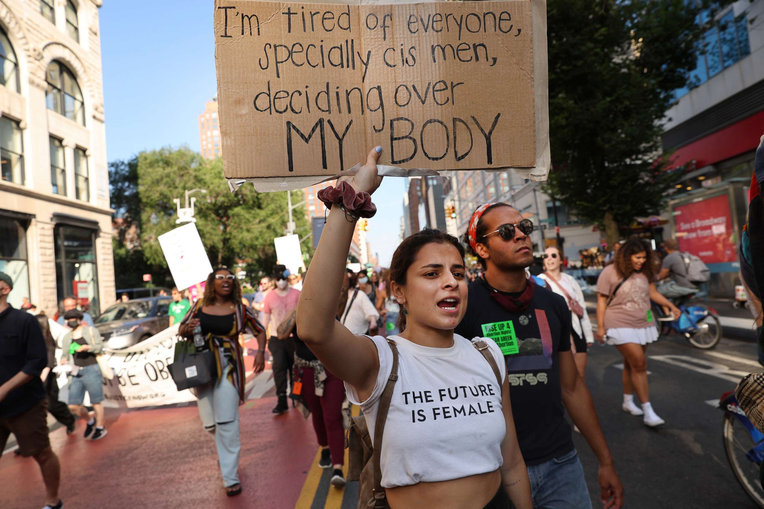 PHOTO: People gather at Union Square to protest against the the Supreme Court's decision in the Dobbs v Jackson Women's Health case, June 24, 2022, in New York. 