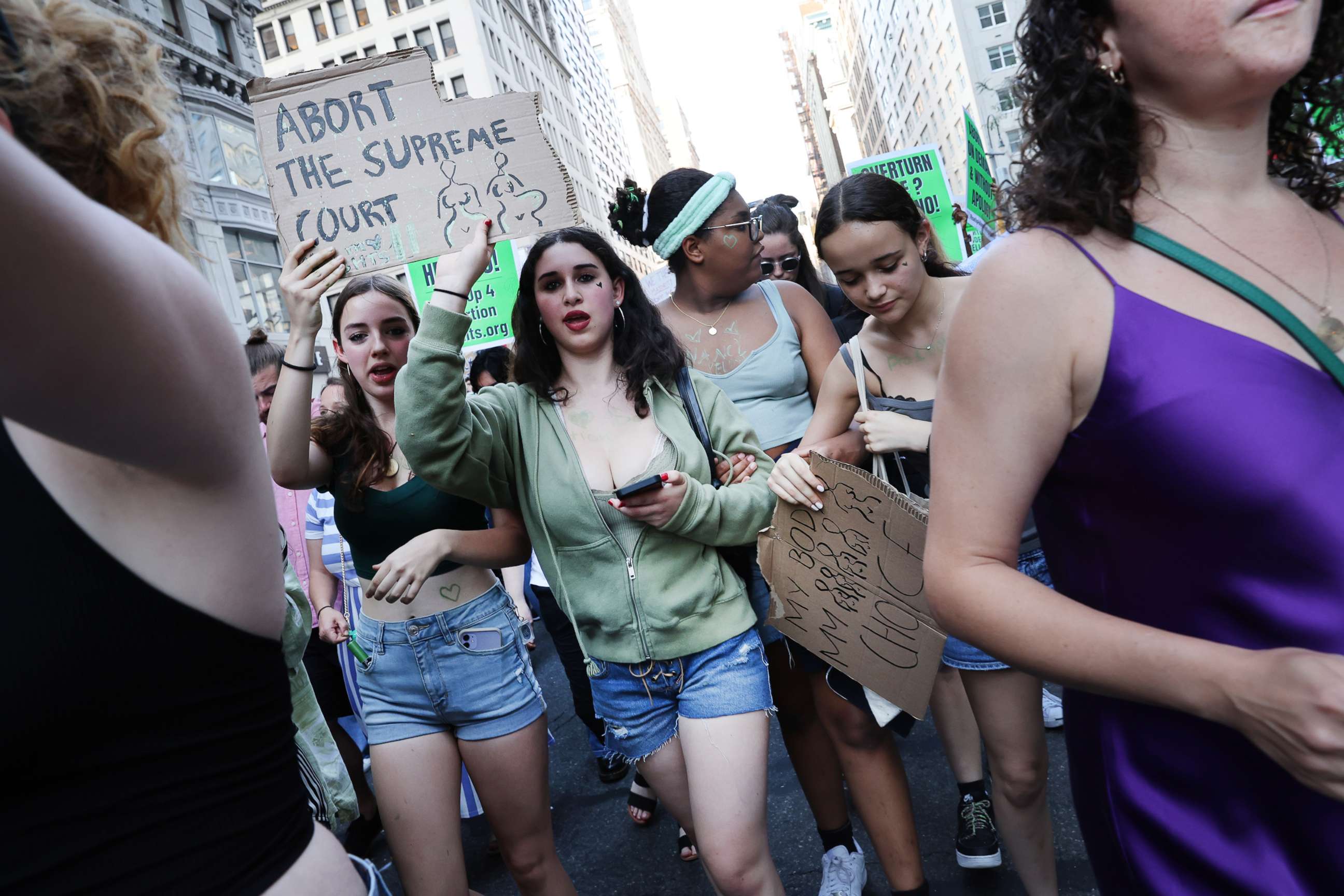 PHOTO: People gather at Union Square to protest against the the Supreme Court's decision in the Dobbs v Jackson Women's Health case, June 24, 2022, in New York. 