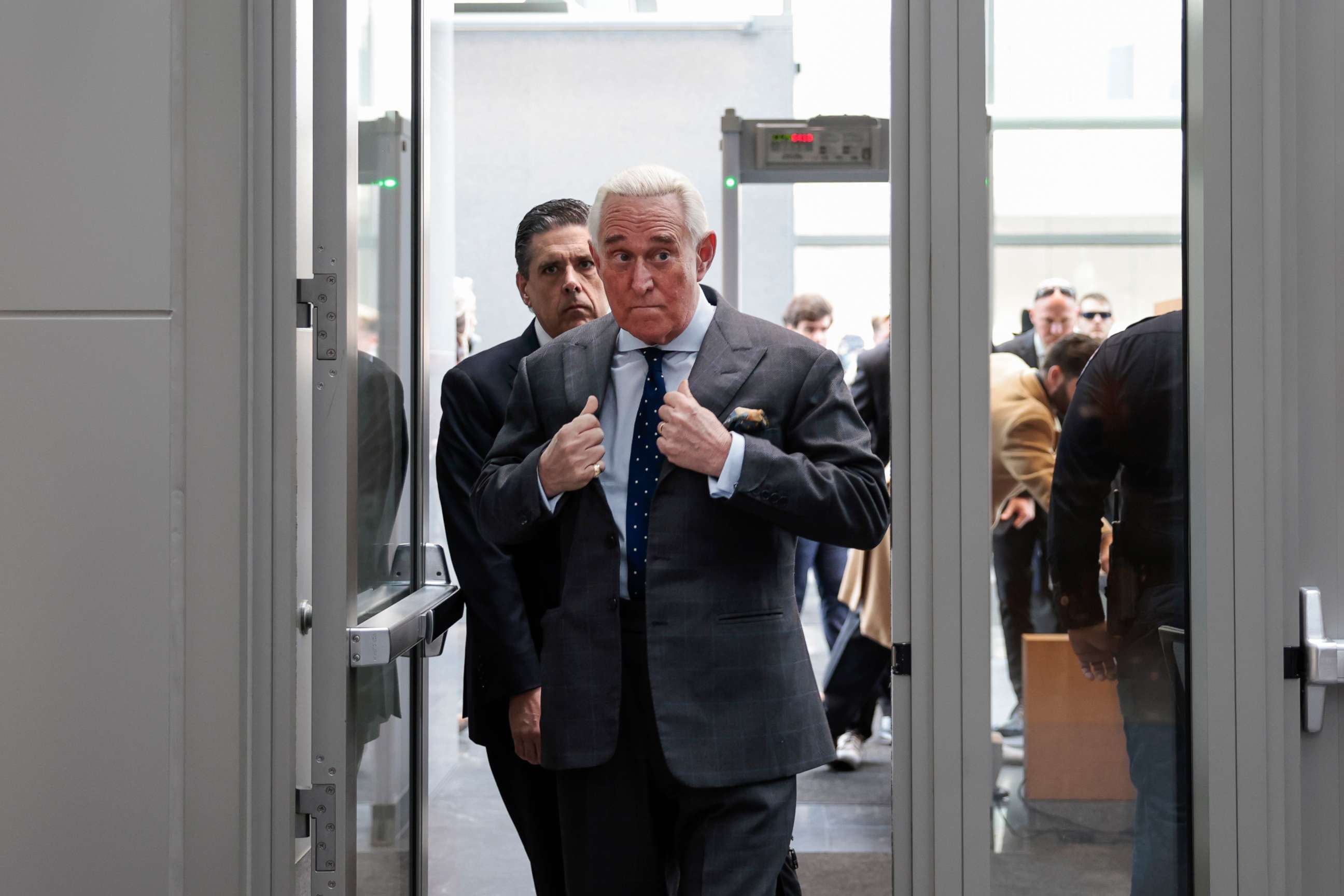 PHOTO: Roger Stone, a former adviser and confidante to President Donald Trump, arrives for a deposition before the House Select Committee investigating the January 6th Attack on the United States Capitol, Dec. 17, 2021, in Washington.