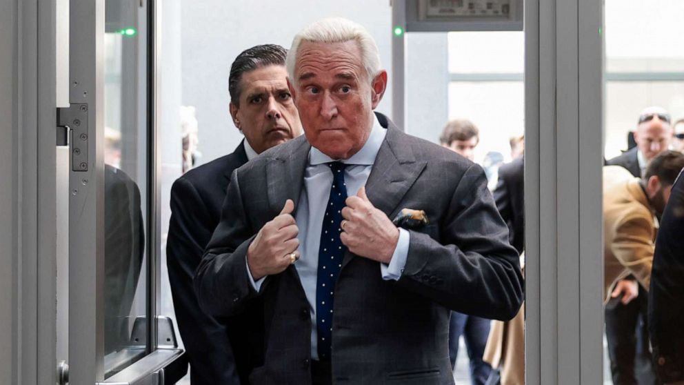PHOTO: Roger Stone, a former adviser and confidante to President Donald Trump, arrives for a deposition before the House Select Committee investigating the January 6th Attack on the United States Capitol, Dec. 17, 2021, in Washington.
