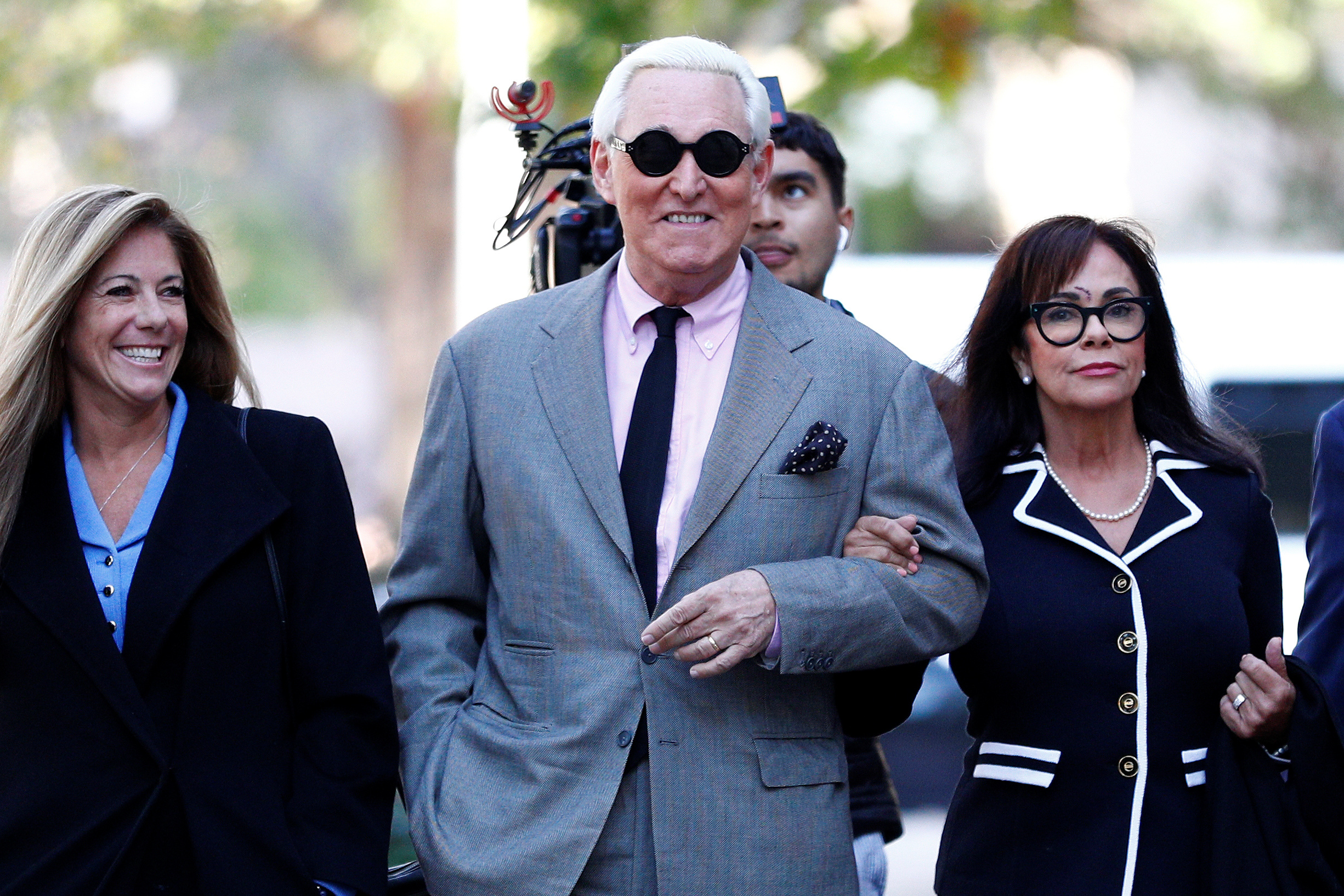 PHOTO: Roger Stone, former campaign adviser to President Donald Trump, arrives for the start of his criminal trial on charges of lying to Congress, obstructing justice and witness tampering at U.S. District Court in Washington, Nov. 5, 2019.