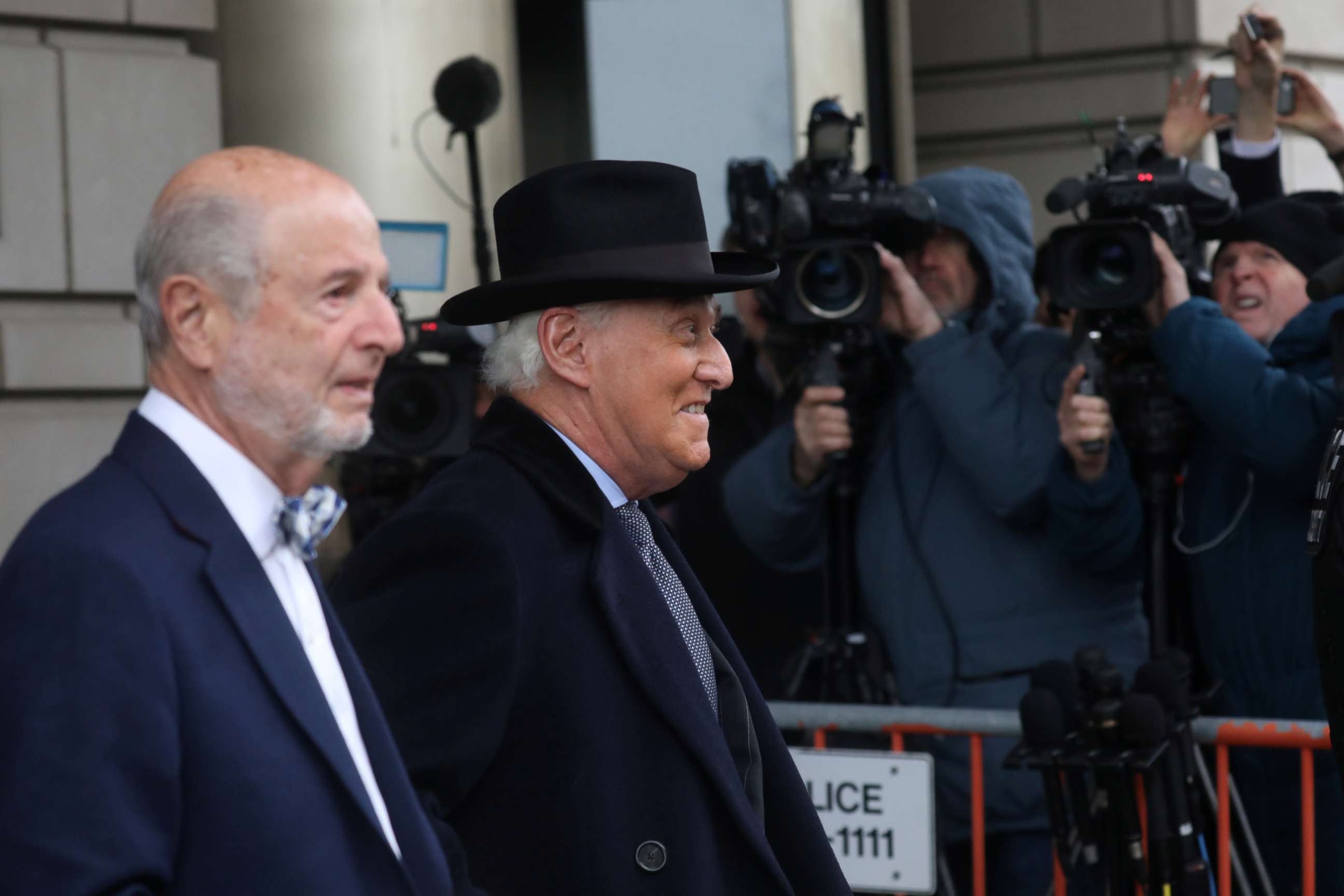 PHOTO: Former Trump campaign adviser Roger Stone departs after he was sentenced to three years and four months in prison, at U.S. District Court in Washington, Feb. 20, 2020.