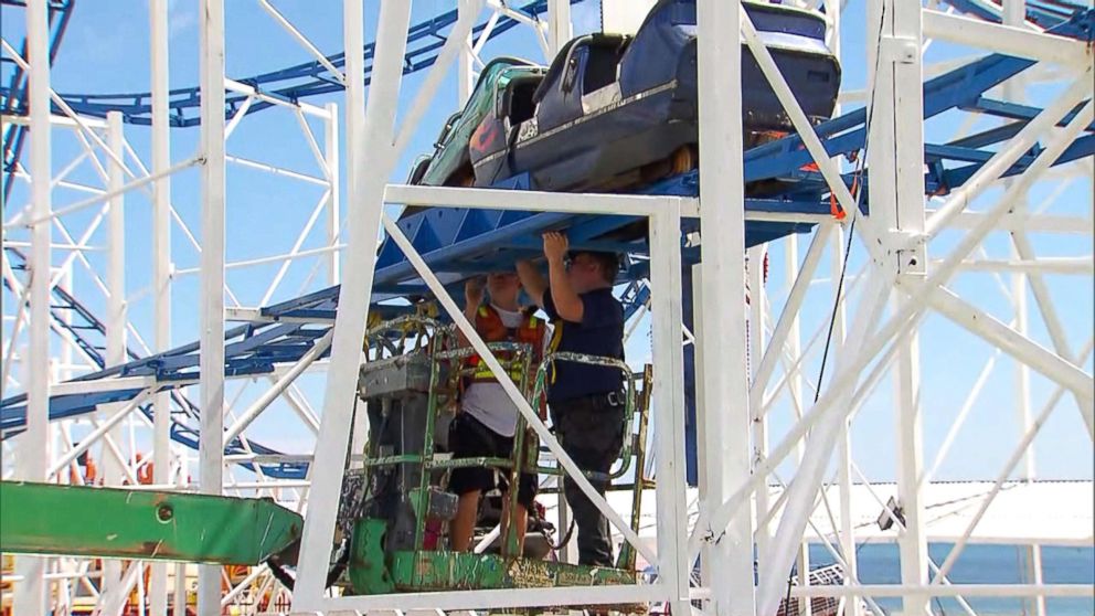 PHOTO: Officials inspect the sandblaster roller coaster at Daytona Beach's boardwalk.