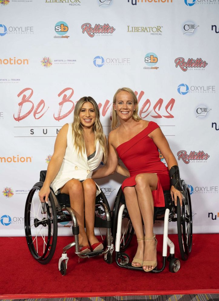 PHOTO: Chelsie Hill with Mallory Weggemann, 2012 London Paralympic Gold Medalist, at Rollettes Experience, August, 2019.