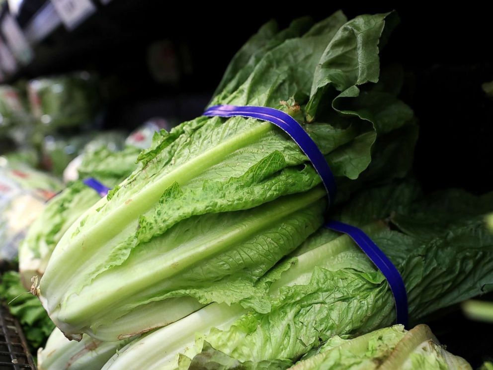 PHOTO: Romaine lettuce is displayed on a shelf at a supermarket, April 23, 2018, in San Rafael, California.