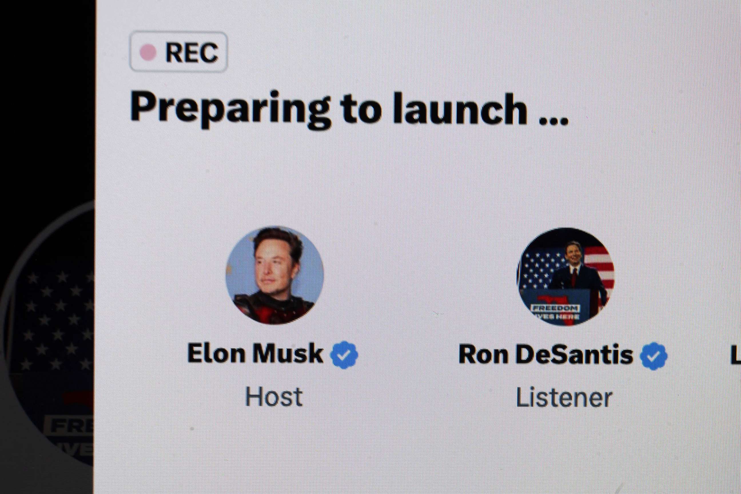 PHOTO: In this photo illustration, Florida Gov. Ron DeSantis joins Elon Musk on Twitter Spaces to formally announce his run for the Republican nomination for president to, May 24, 2023 in Chicago.