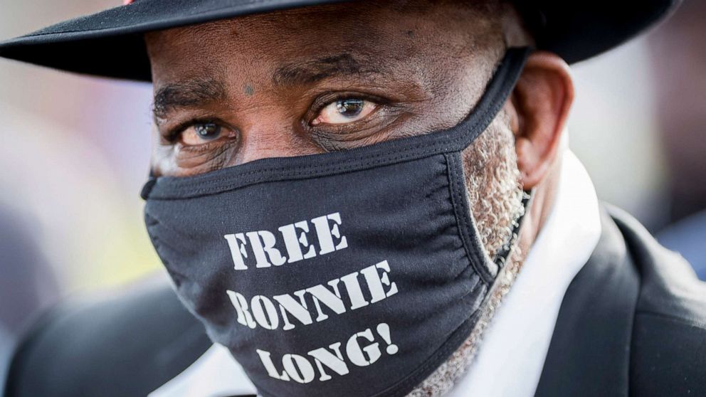 PHOTO: Ronnie Long, a North Carolina man that was has been incarcerated for the last 44 years, walks free after a United States District Court ruled to vacate his 1976 rape conviction, Albemarle, N.C., Aug. 27, 2020.