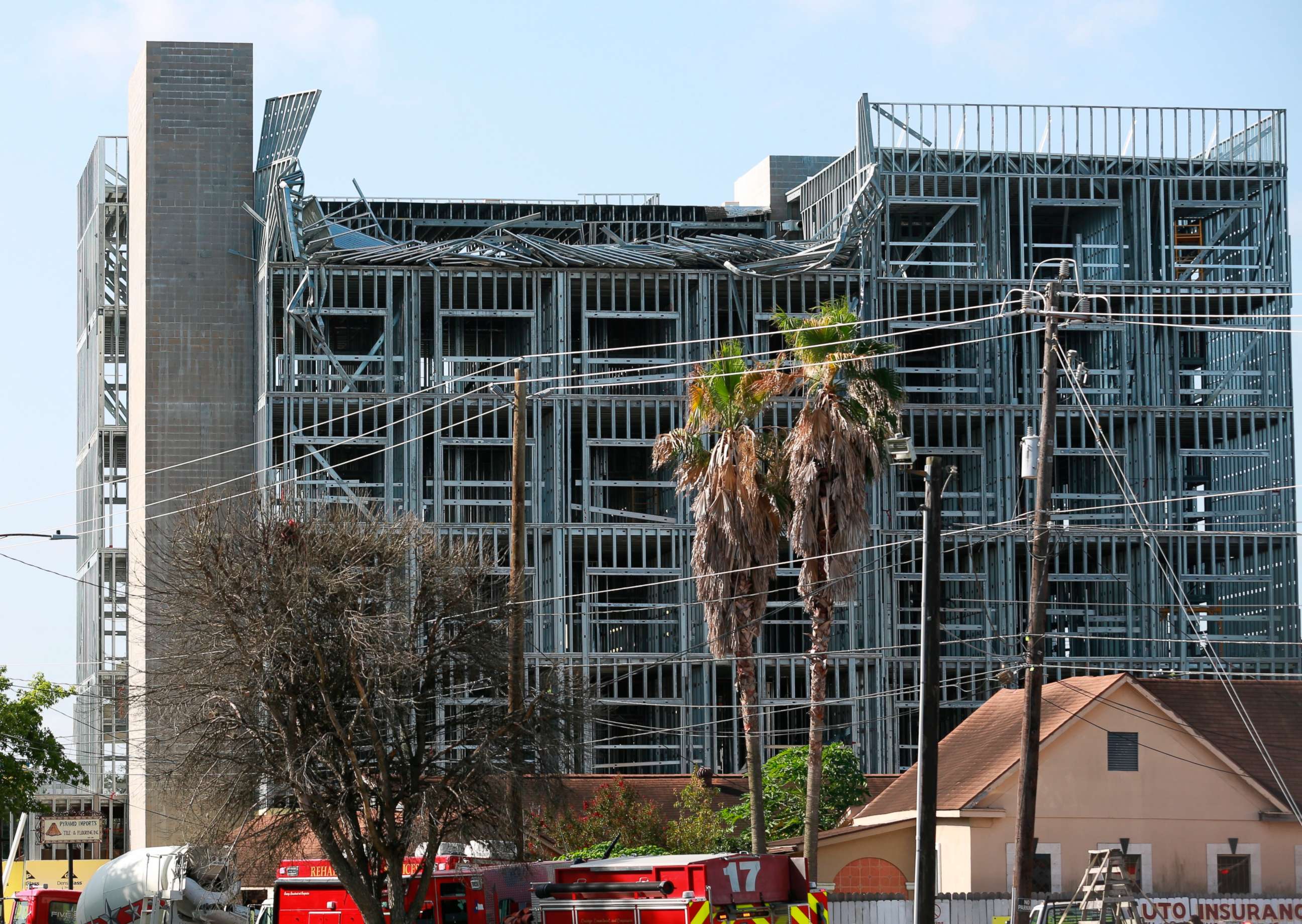 PHOTO: The top of mid-rise building under construction on 3400 block of North Main Street has collapsed on Monday, July 29, 2019, in north Houston.