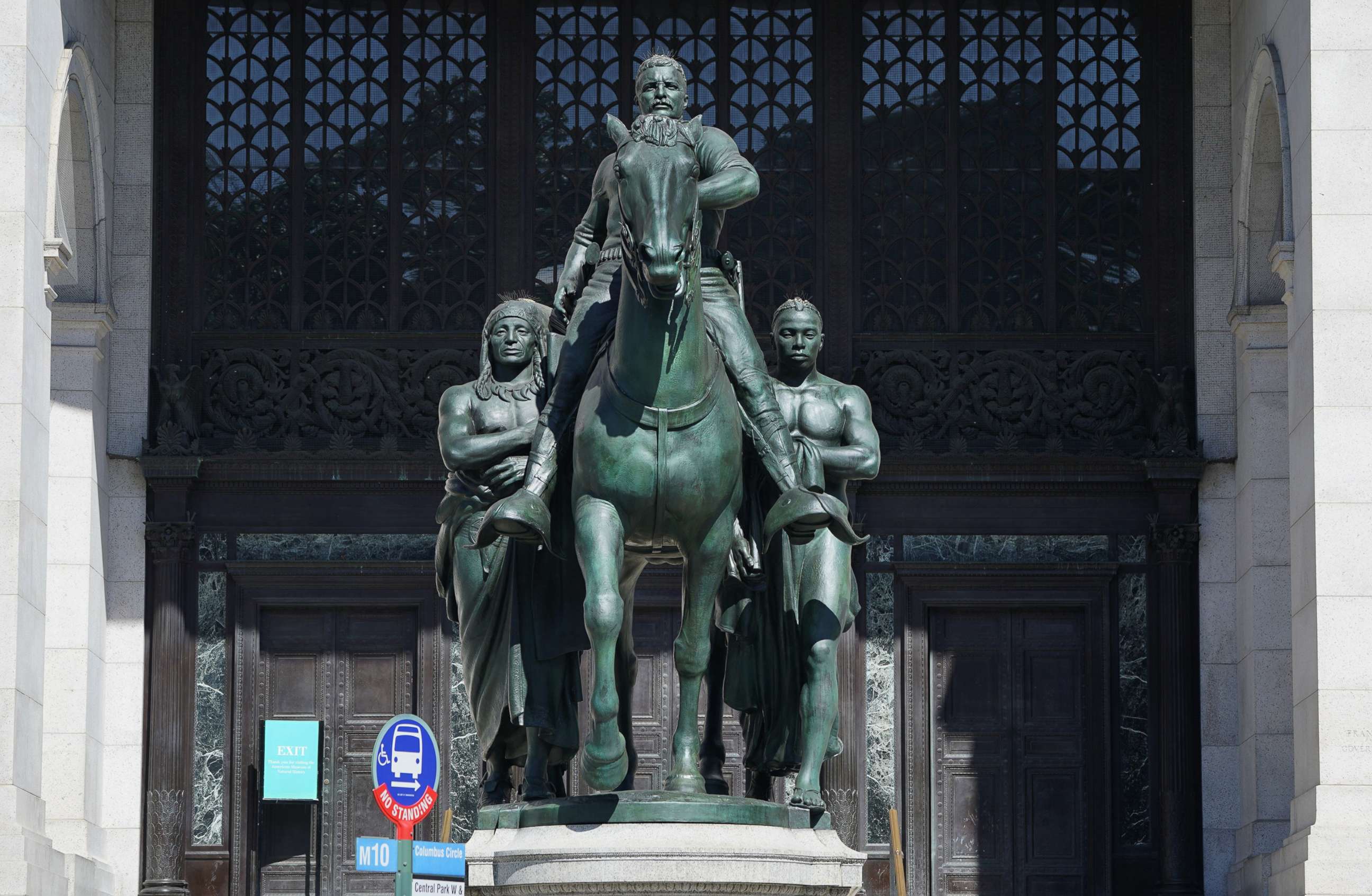PHOTO: The Theodore Roosevelt Equestrian Statue in front of the The American Museum of Natural History on Central Park West entrance, June 22,2020.