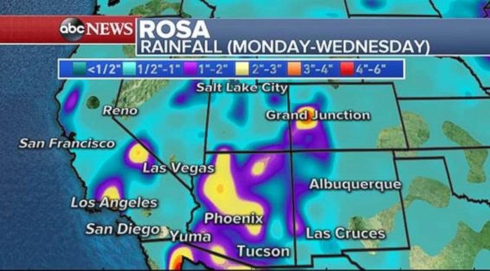 PHOTO: Precipitation from the remnants of Hurricane Rosa will be the largest in Arizona.