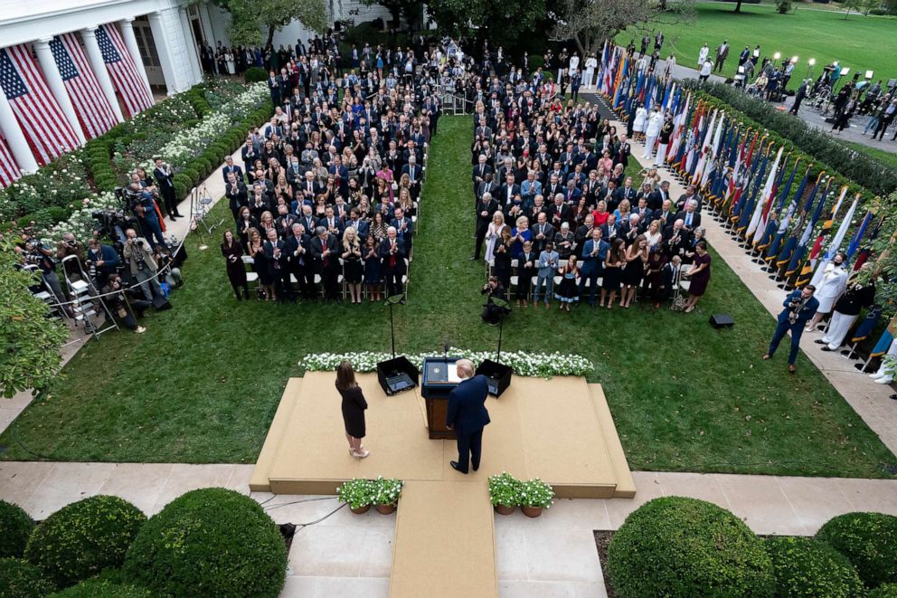 Amy Coney Barrett's rose garden ceremony, aerial shot