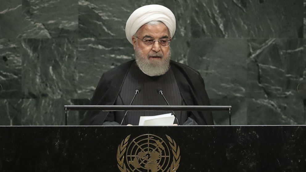 PHOTO: President of Iran Hassan Rouhani addresses the United Nations General Assembly at UN headquarters on September 25, 2019, in New York.