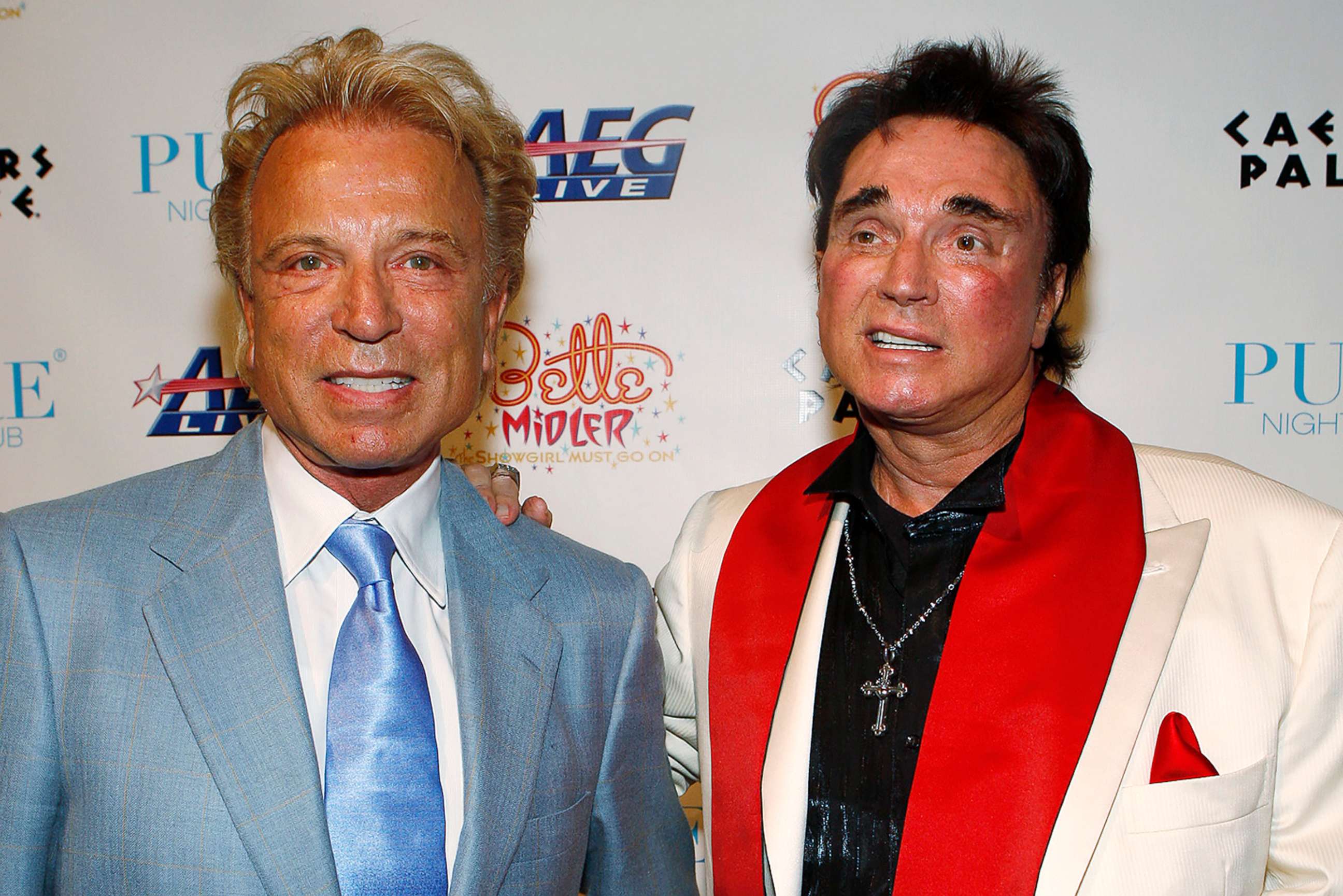 PHOTO: FILE - In this Feb. 20, 2008, file photo, Siegfried Fischbacher, left, and Roy Horn arrive at a party following the premiere performance of Bette Midler's "The Showgirl Must Go On" at Caesar's Palace hotel and casino in Las Vegas. 