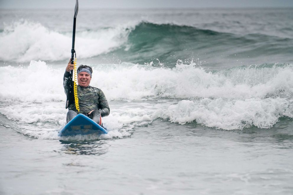 PHOTO: Roy Tuscany, 36, takes to the water. He said the help he received from his communities as he recovered from his injury inspired him to help others.