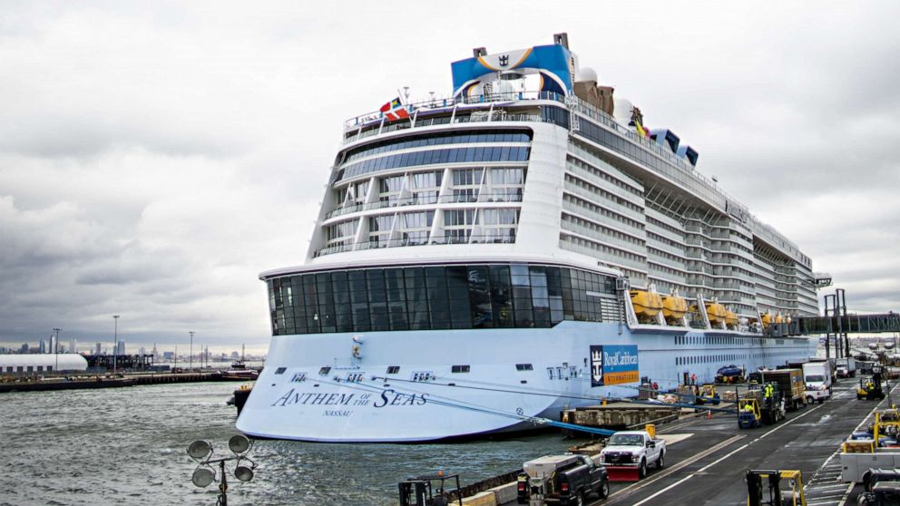 PHOTO: The Royal Caribbean Cruise Ship Anthem of the Seas is docked at Cape Liberty port on Feb. 7, 2020, in Bayonne, New Jersey. 