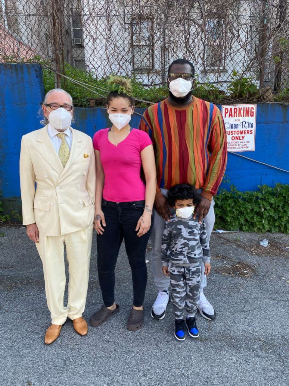 PHOTO: Attorney Left to right, Sanford Rubenstein, with Kaleemah, civil rights activist Rev. Kevin McCall, and Camren Spaulding, lower right.