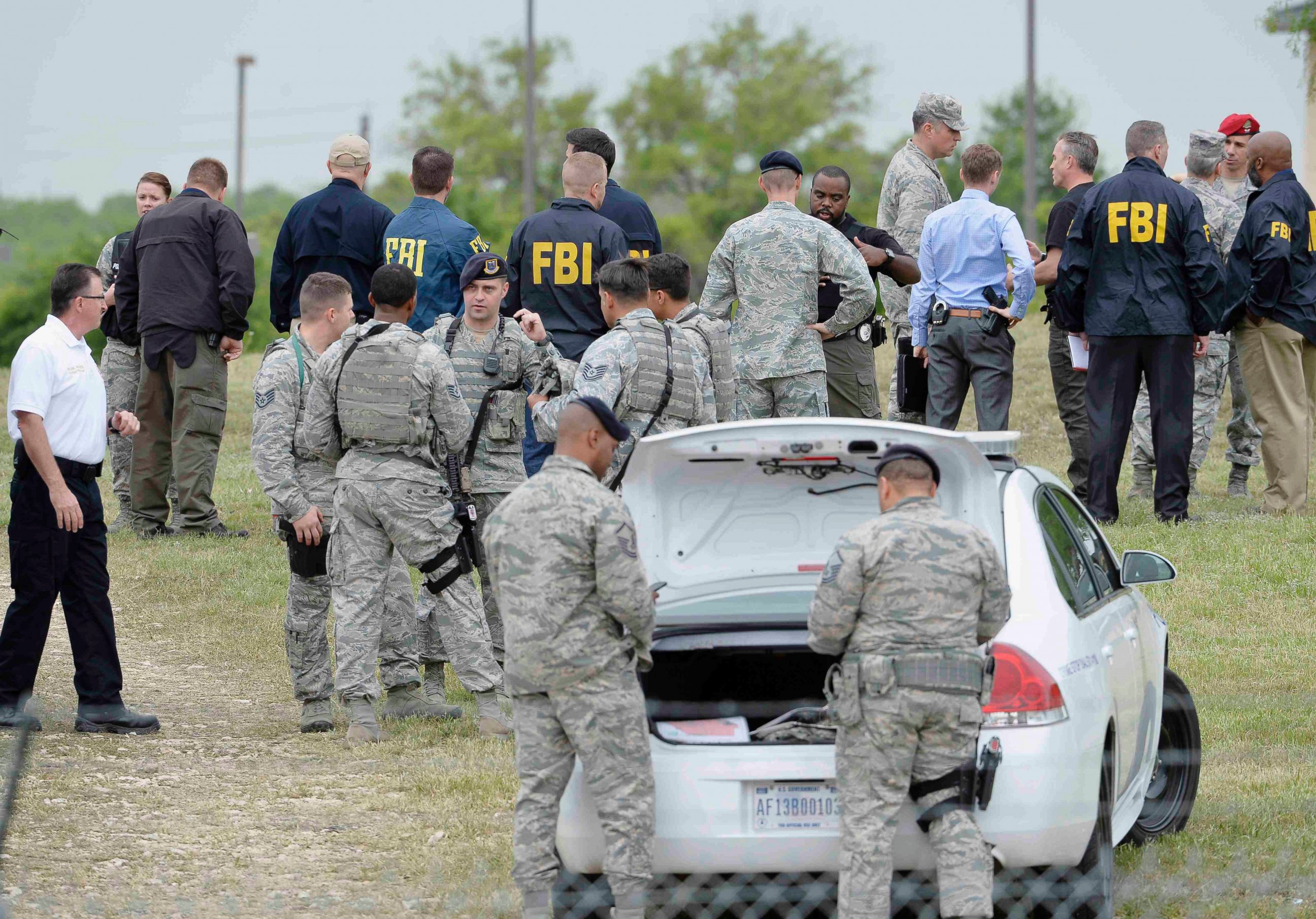 PHOTO: Military and law enforcement personnel are seen inside Lackland Air Force Base in San Antonio, Texas, April 8, 2016.